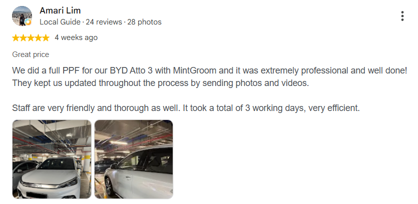 Google review from Amari Lim, five stars