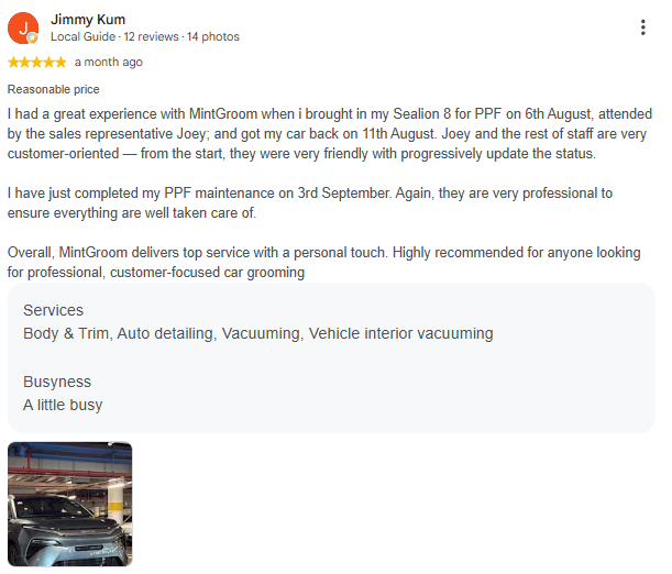 Google review from Jimmy Kum, five stars