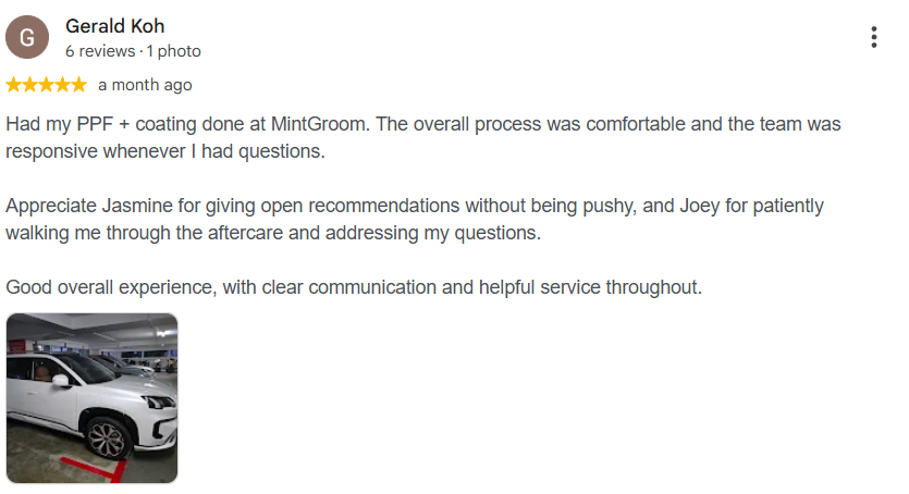 Google review from Gerald Koh, five stars